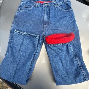Men's Blue Denim Jeans with Red Lining